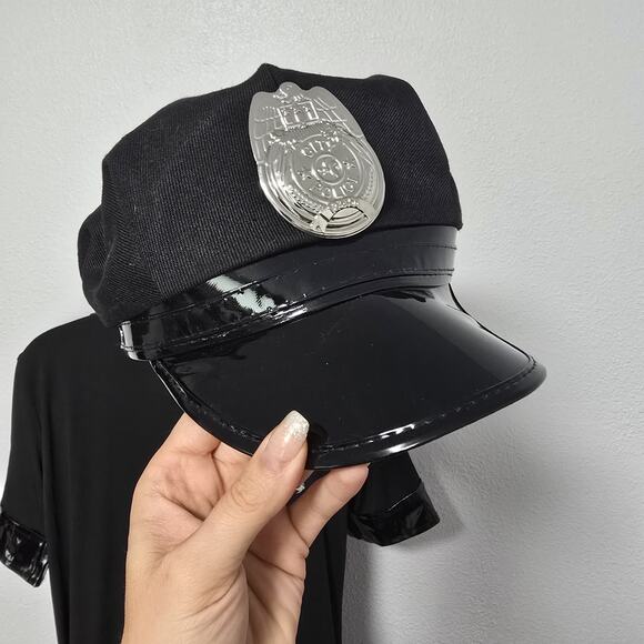 Spirit Adult Dirty Cop Costume Dress w Belt Hat Badge Size XL Stretchy - Picture 7 of 9